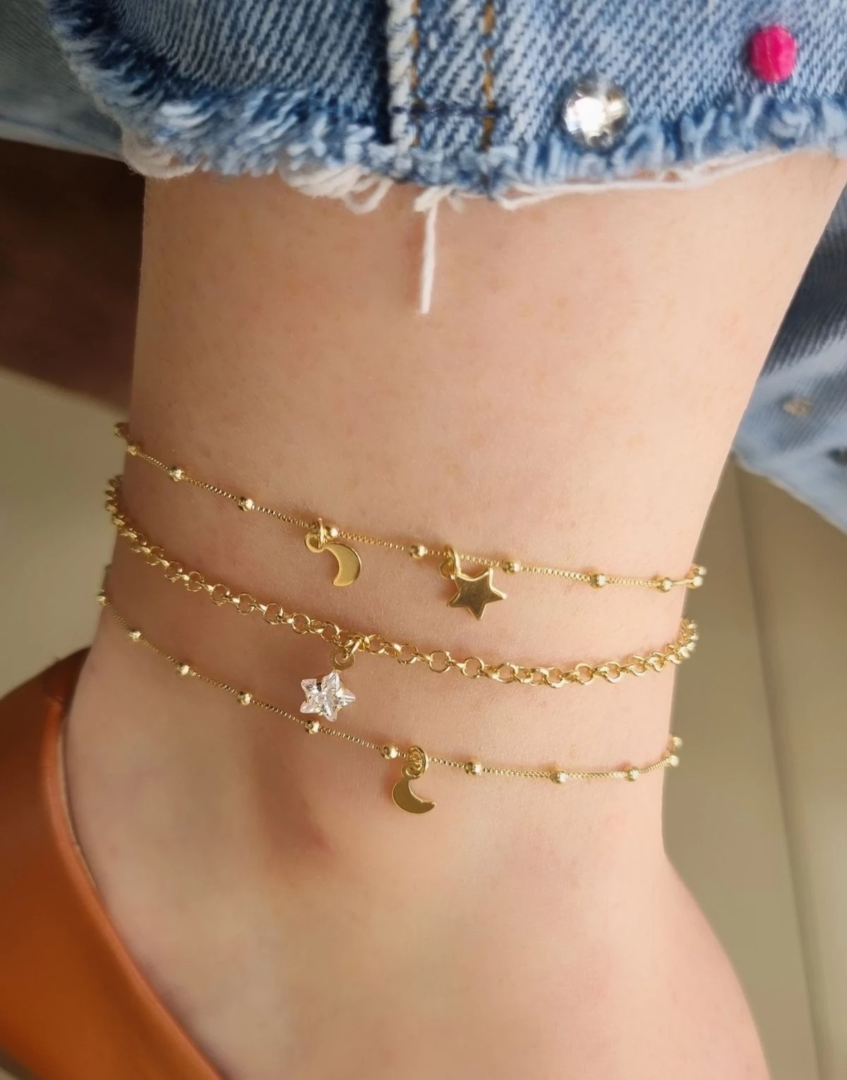 18K gold-plated anti-tarnish anklets for women