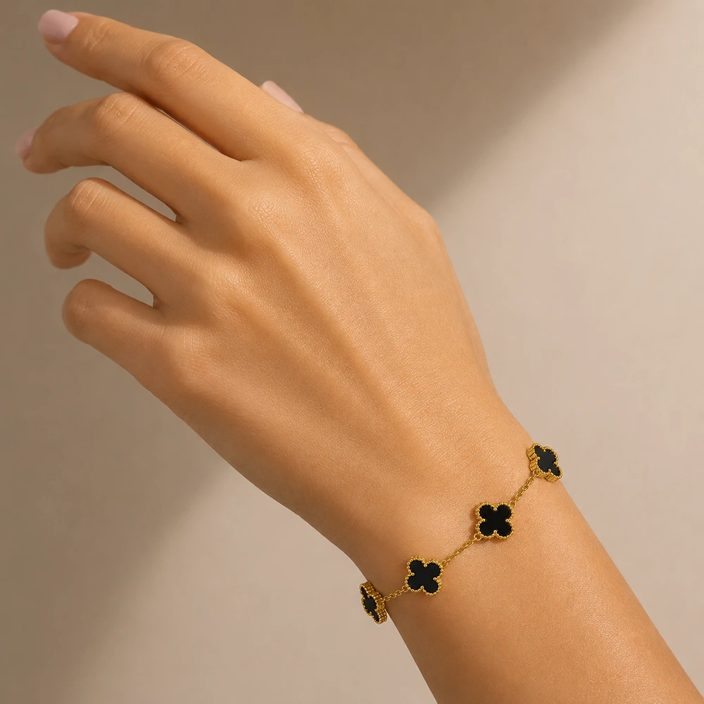5 leaf black bracelet