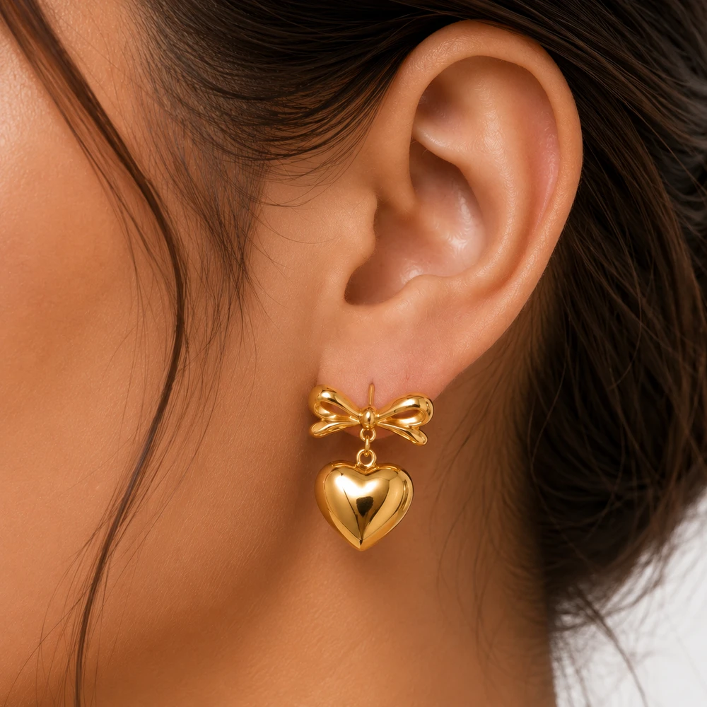 Bow Heart Earring