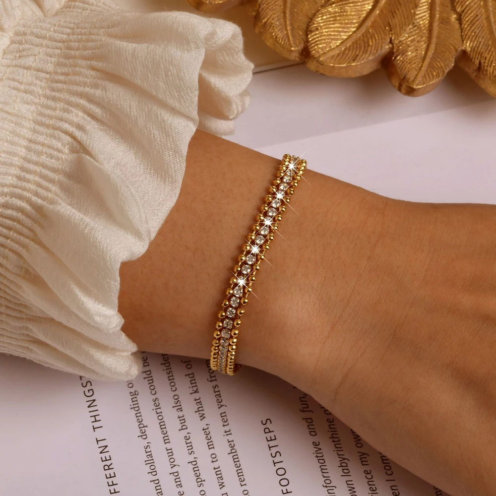 Cubic Zircon Three Layer Bracelet