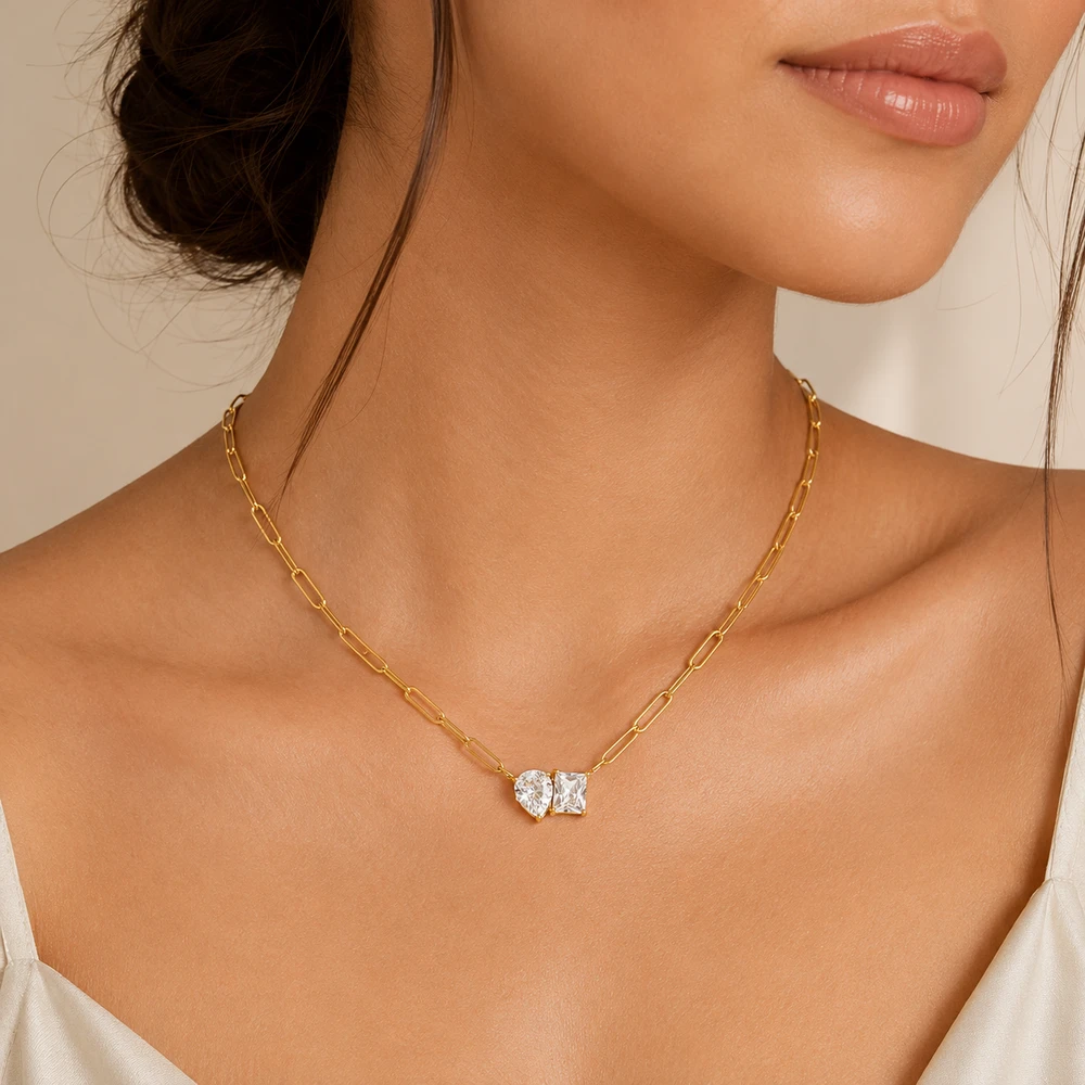 Rhinestone Couple Diamond Necklace