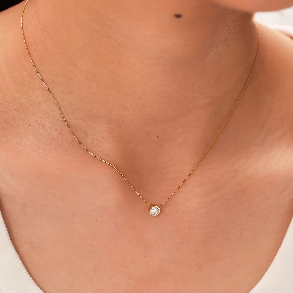 Solitaire Round Diamond Necklace