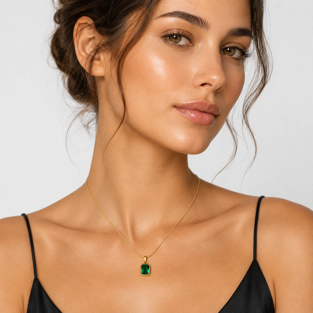 Teal Green Crystal necklace
