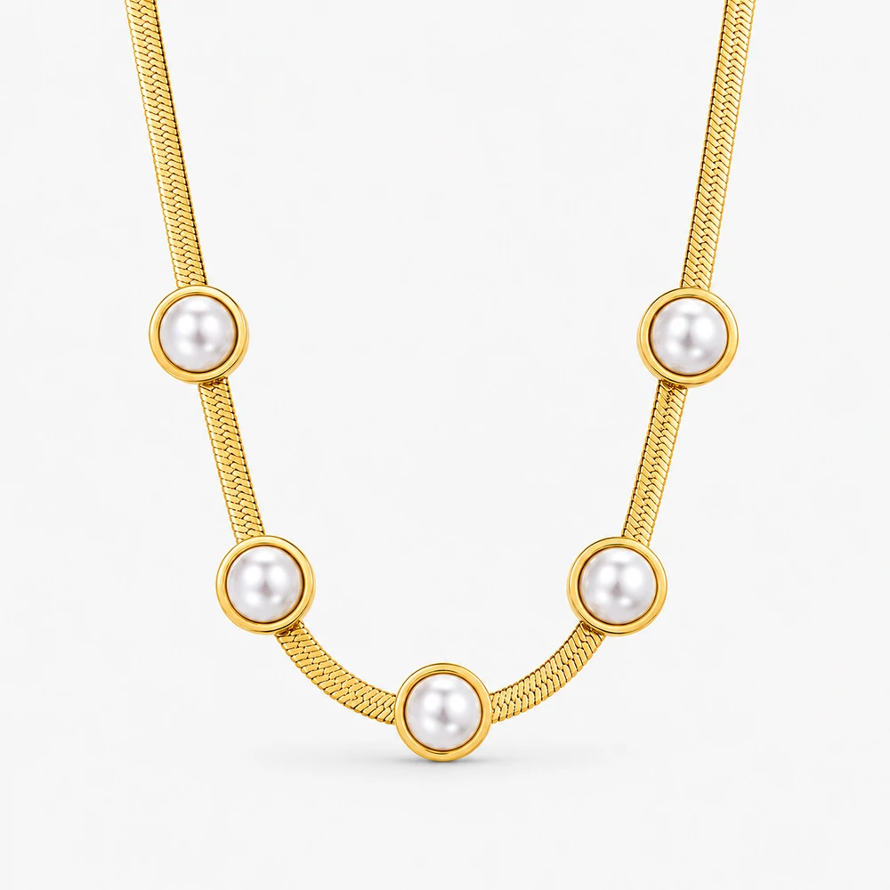 Snake Chain Pearl Necklace