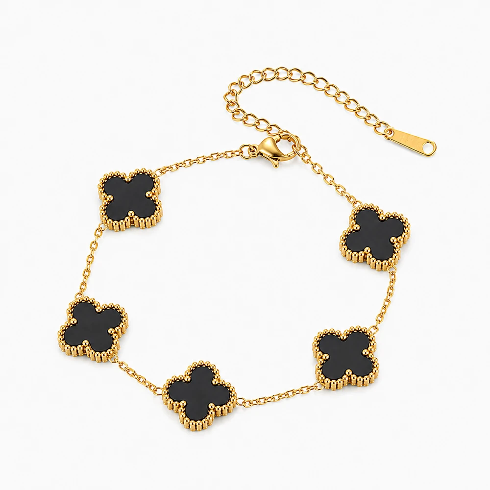 5 leaf black bracelet