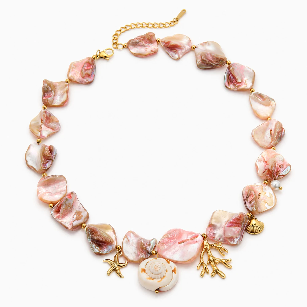 Gold and pearl shell necklace