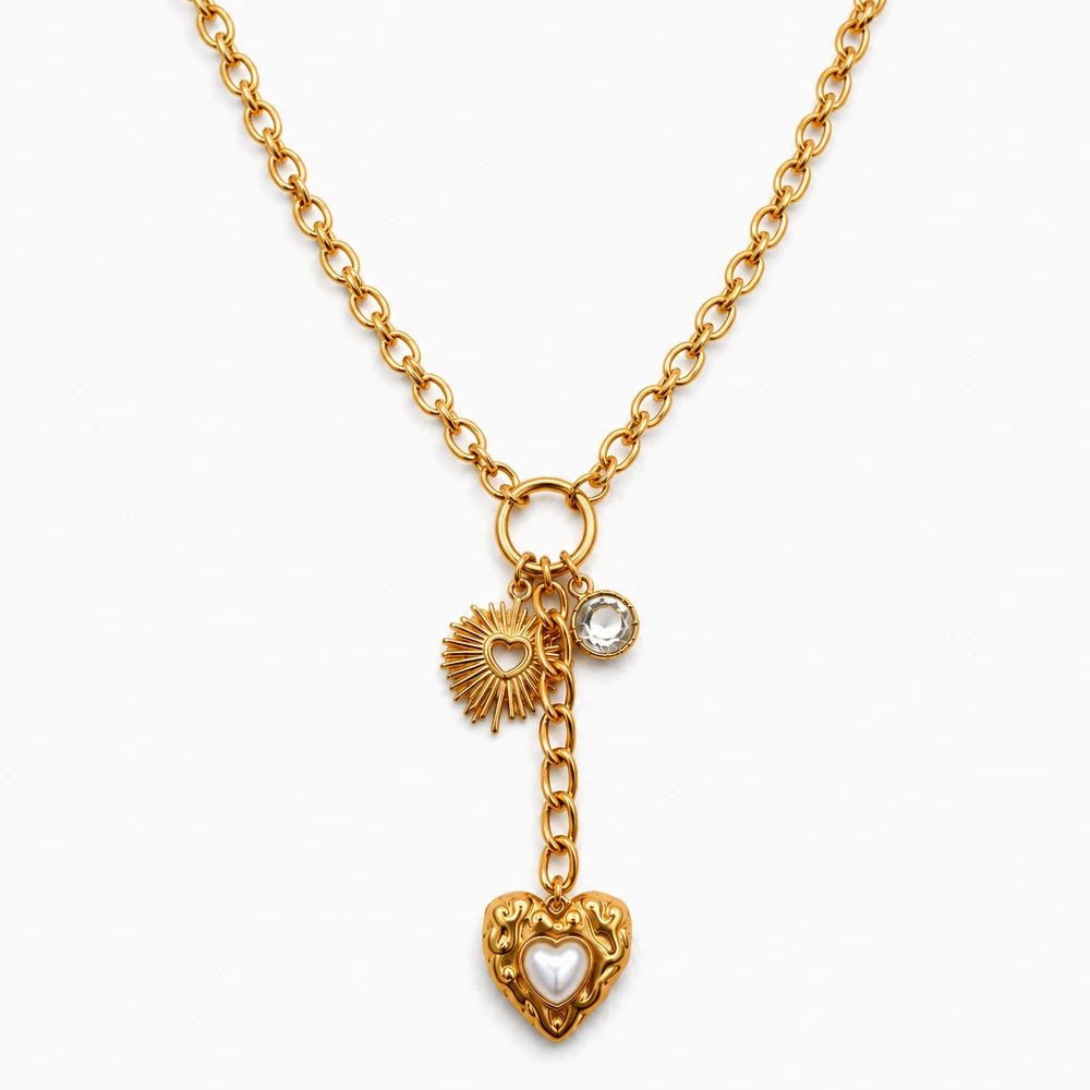 Sun & Heart Charm Necklace