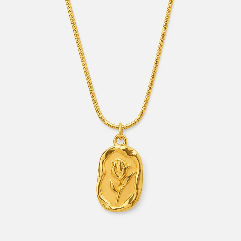Vintage Gold Rose Necklace