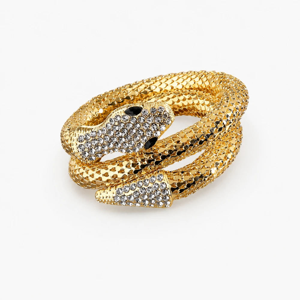Gold-Plated Snake Kada Bracelet