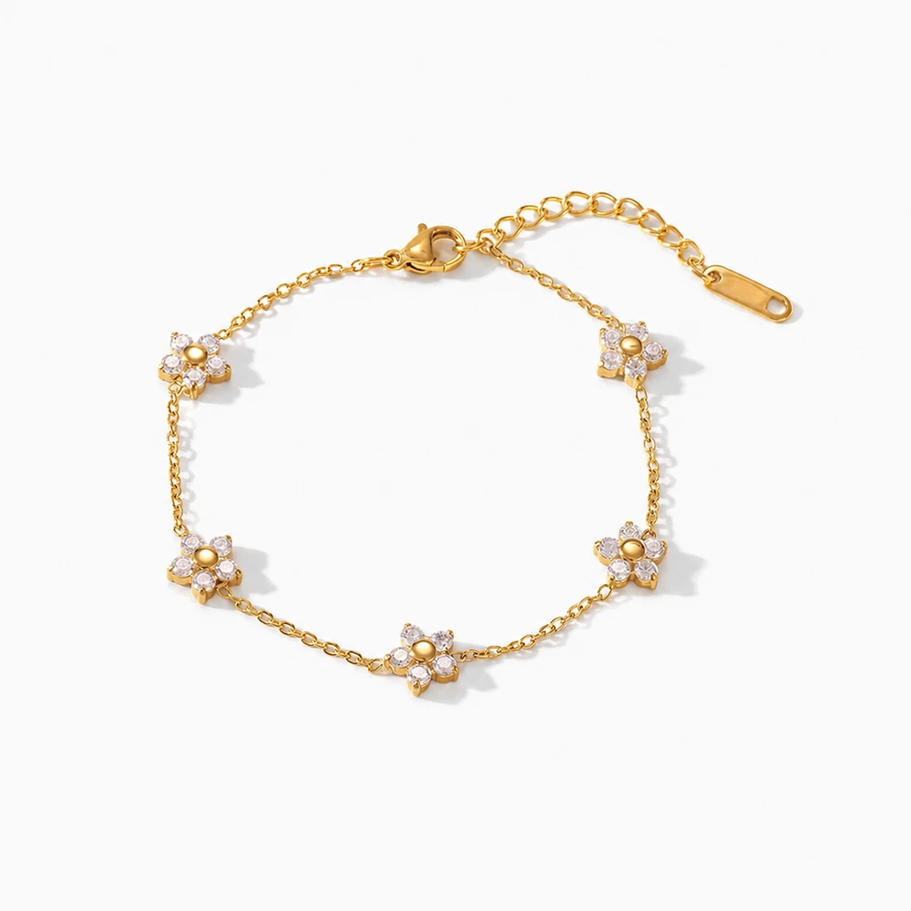 flower rhinestone chain bracelet