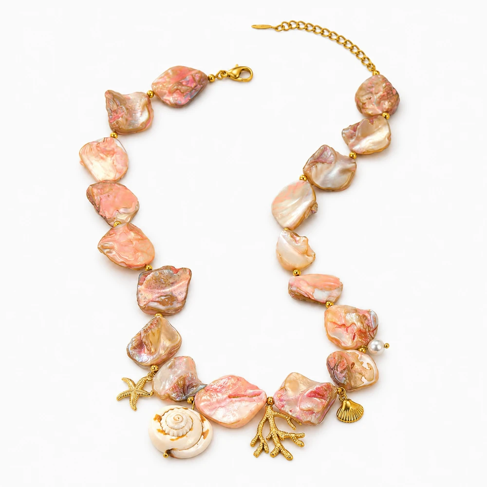 Gold and pearl shell necklace